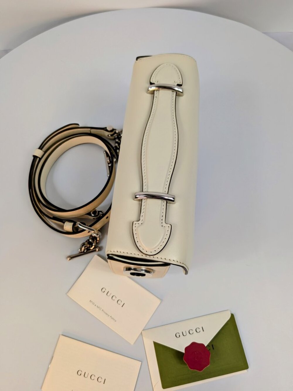 Gucci Ivory Off-White Calfskin Blondie Small Leather Top-Handle Shoulder Bag - Picture 11 of 11